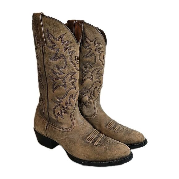 Ariat Western Boots Mens 11.5 Heritage R Toe Distressed Brown Style#34729 Cowboy - Picture 2 of 12